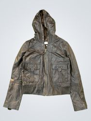 June Women's Black Faux Leather Hooded Jacket