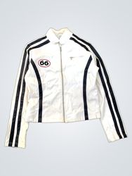 Jaqueta Branca 725 Originals com Listras Pretas e ..