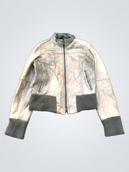 Brown Bomber Jacket with Green Accents