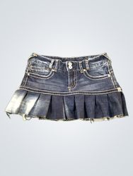 Upcycled Premium Vanity Collection Denim Mini Skir..