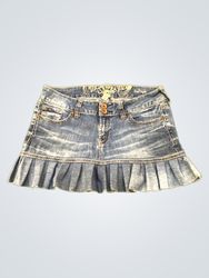 Upcycled Stardlet Women's Ruffled Denim Mini Skirt