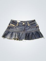 Upcycled Maurice's Denim Ruffle Mini Skirt