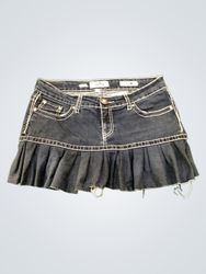 Upcycled Daytrip Women's Denim Mini Skirt with Ruf..