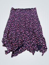 Angie Black Pink Polka Dot Asymmetrical Hem Skirt