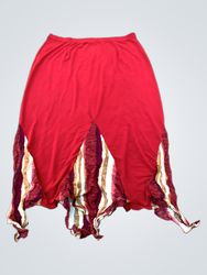 Red Skirt with Striped Insets