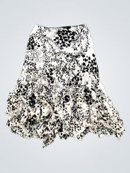 Emma Women's Black & White Patterned Ruffled Midi ..