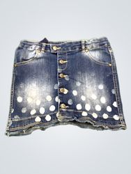 Bwkids girls denim skirt with white polka dots