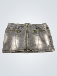 YISHION Women's Grey Denim Mini Skirt with Zipper ..
