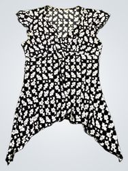 Black and white patterned asymmetrical tunic