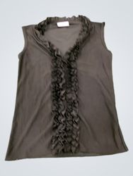Clockhouse Black Sleeveless Ruffle V-Neck Top