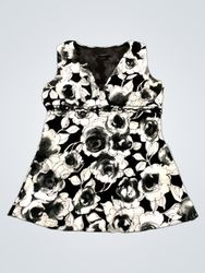 Nuna Lie Black & White Floral Sleeveless V-Neck To..