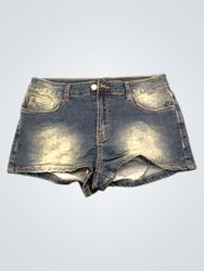 Denim Shorts with Wing Embellishments