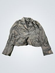 Vera Pelle Made in Italy Blazer de Couro Preto