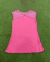 Pink Sleeveless Top with Lace and Sequins Collar