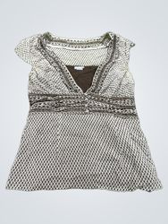 Ann Taylor Women's Brown Patterned Cap Sleeve Top ..