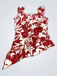 Regata assimétrica floral em vermelho vivo