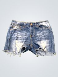 DENIM BLVD Distressed Denim Shorts