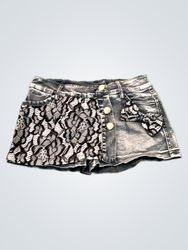 Denim shorts with lace and bow detail