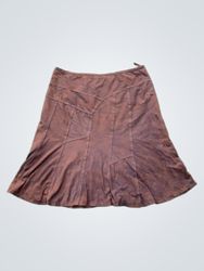CRISCA Brown Suede A-Line Skirt