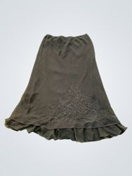 Black Beaded Skirt with Ruffle Hem