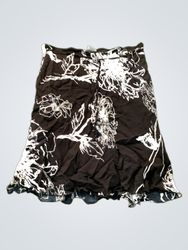 Blue Motion Black Floral Print Skirt