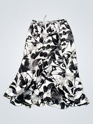 HERMANN LANGE Black and White Floral Maxi Skirt