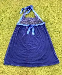 Blue Halter Lace Babydoll