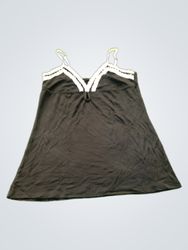 Black Slip Dress with White Lace Trim