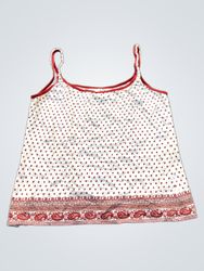 White camisole with red paisley print