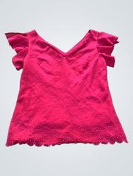 METAPHOR Red Beaded V-Neck Top