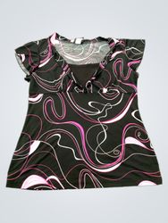 JKLA CALIFORNIA Black Pink Swirl Print Top