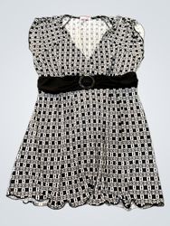 Voll? Black and White Patterned Dress with Belt