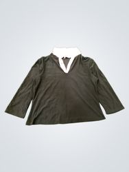 Claudia Richara Black Long Sleeve Shirt with White..