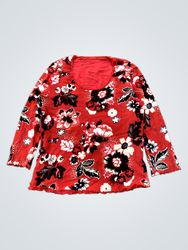 Blusa de manga longa com estampa floral vermelha