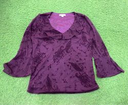 Un Deux Trois Purple Paisley Bell Sleeve Blouse