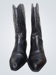 Black Leather Cowboy Boots
