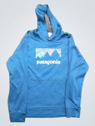 Patagonia Blue Hoodie with Mountain Graphic