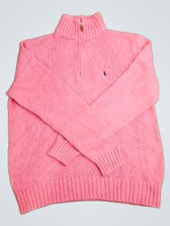 Polo by Ralph Lauren Pull en maille rose à col zip..