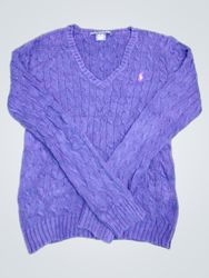 Maglione a collo a V in maglia cable knit Ralph La..
