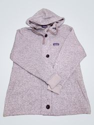 Patagonia Gray Hooded Button-Up Fleece Jacket
