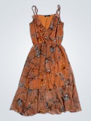 MOON Floral Ruffle Spaghetti Strap Mini Dress