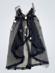 Unbranded Sheer Black Floral Slip Dress