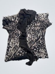 Black and Silver Leopard Print Ruffled Blouse