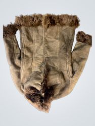 Brown Suede Jacket with Fur Trim