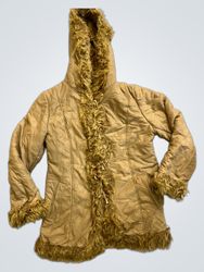 Brown Faux Fur Trimmed Hooded Jacket