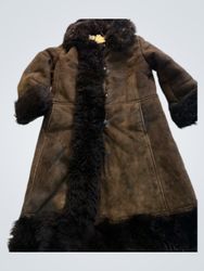 Brown Suede Shearling Coat