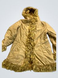 Brown Faux Fur Trimmed Hooded Jacket