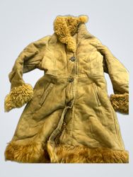 Shearling Sheepskin Coat with Fur Trim