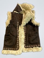 Brown Faux Fur Trimmed Vest