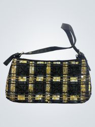 Black sequined handbag